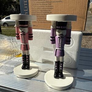 PartyLite Nutcracker Candle Holders - Pink and Purple